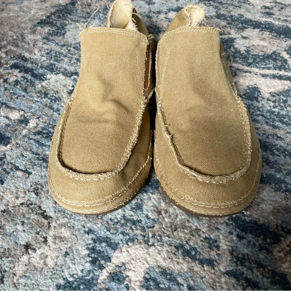 Men’s Tony Lama Canvas Slip on shoe cushion insole winter wheat color size 14